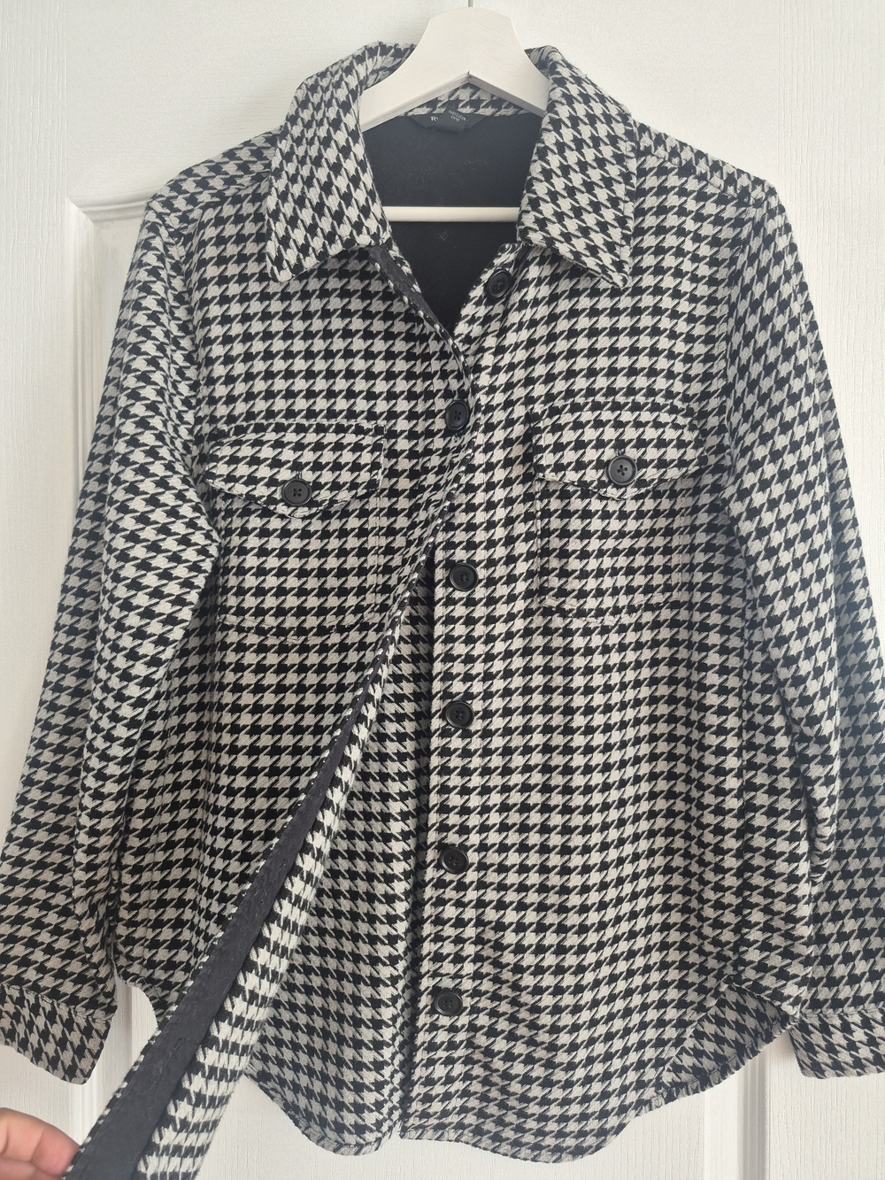 Black & White Houndstooth Button-Up Shacket